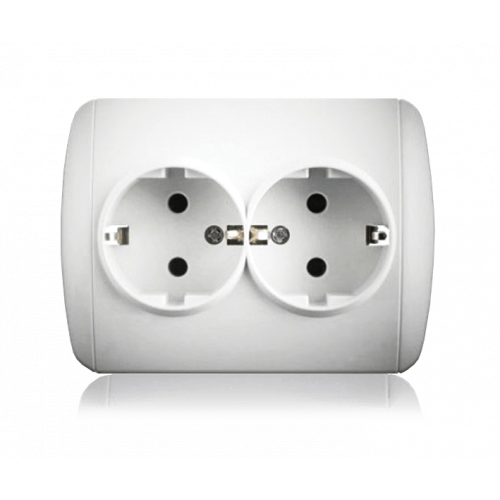 Розетка подвійна із заземленням Erste electric Classic Білий (9201-52)