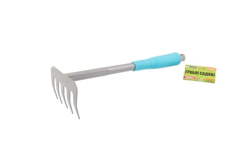 Граблі садові MASTERTOOL з пластиковою ручкою 5 зубів 300x90 мм (14-6183)