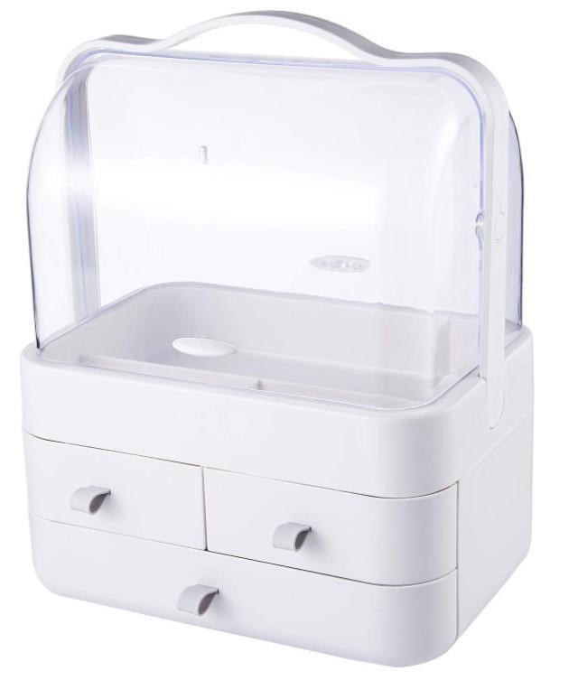 Органайзер для косметики 3 секции с ручкой Серый (14913)