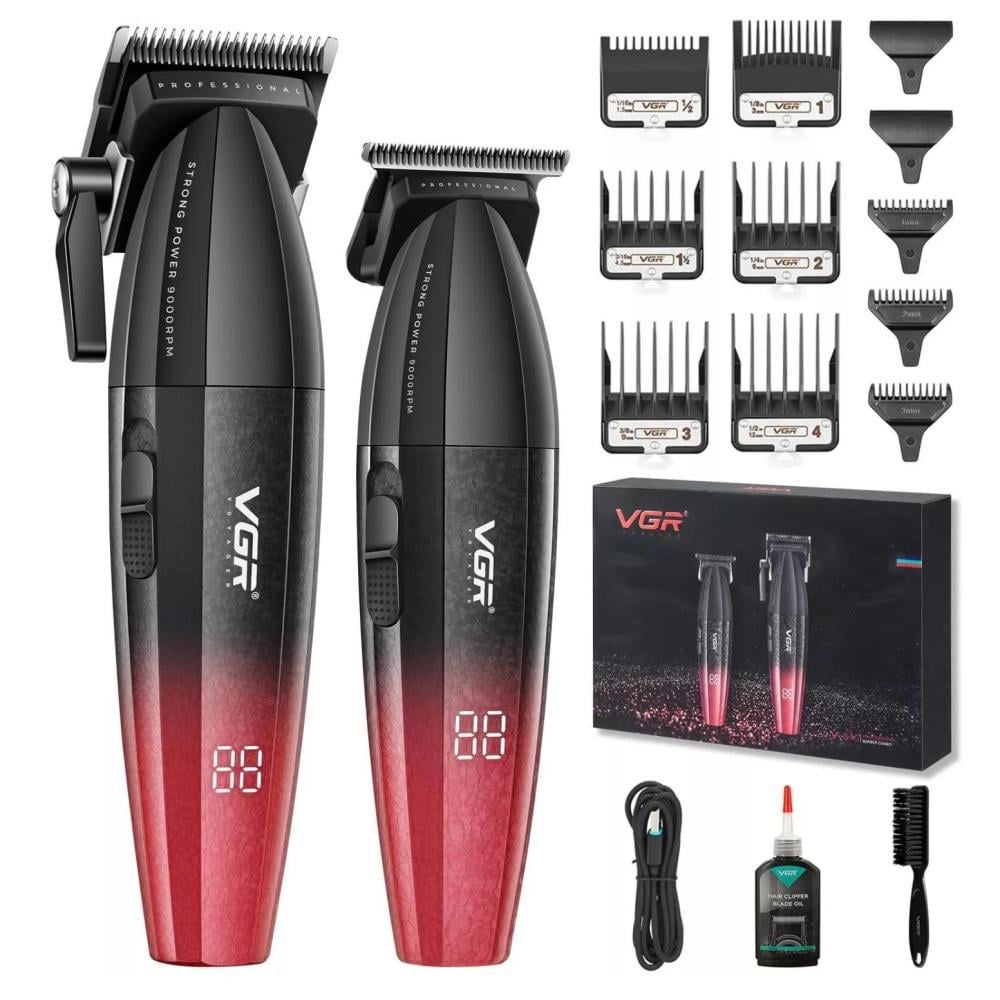 Набір для стрижки волосся VGR V-640 акумуляторний Barber Combo PREMIUM Червоний