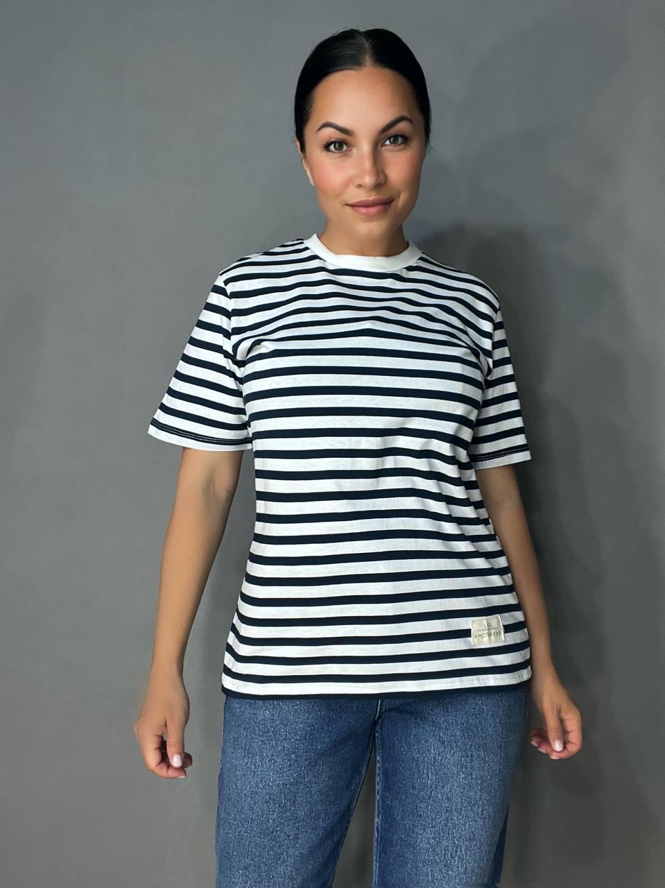 Футболка жіноча PEPPER MINT CB24-53 смужка нашивка S Темно-синій (2362)
