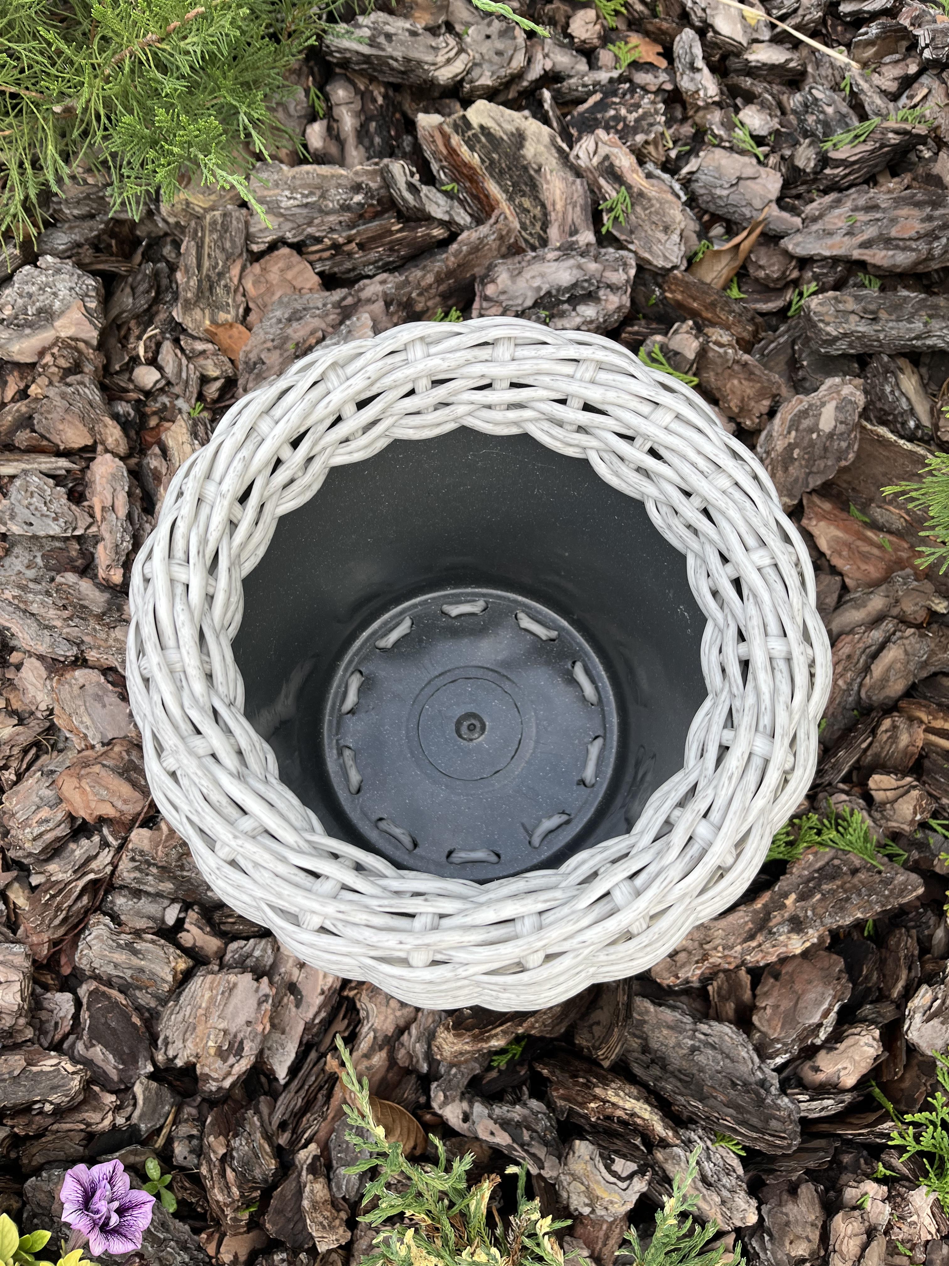 Кашпо для квітів зі штучного ротанга 5 л Сіра береза (27922885) - фото 2 Кашпо для квітів зі штучного ротанга 5 л Сіра береза (27922885) - фото 2