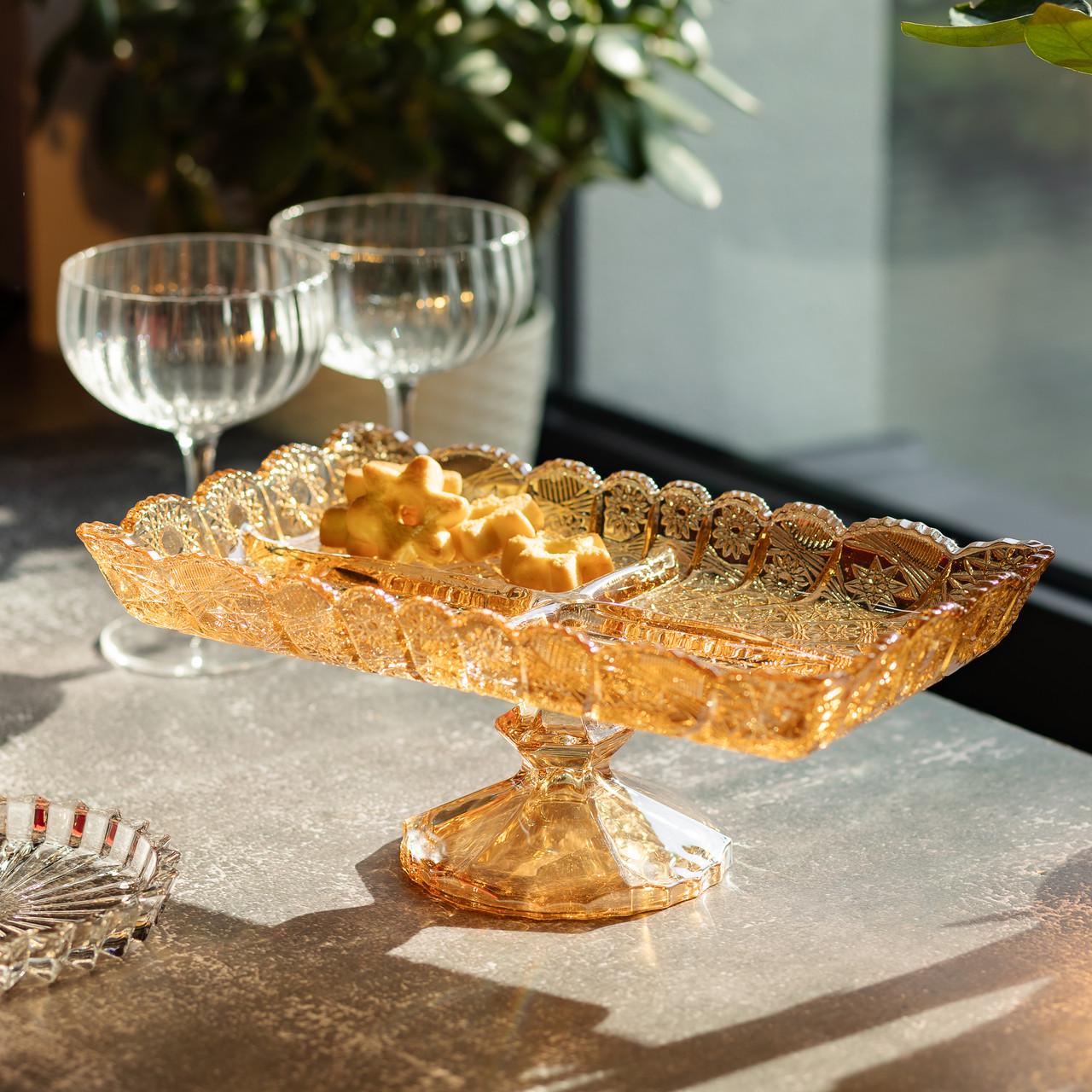 Фруктовниця скляна на ніжці 29х1,5х11 см