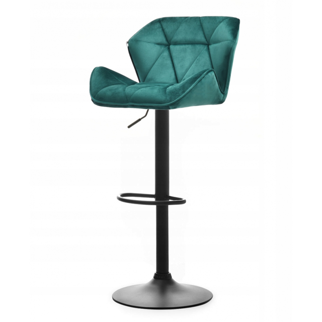 Барний стілець зі спинкою Bonro B-087 велюр Зелений з чорною основою (2687267902)