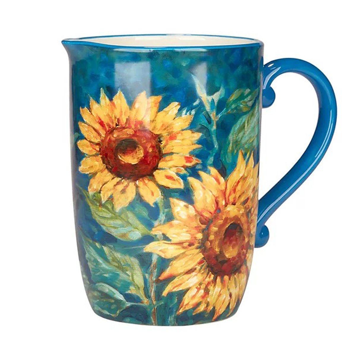 Кувшин Certified International Золотистые подсолнухи керамический 2,8 л Синий (31446) - фото 2 Кувшин Certified International Золотистые подсолнухи керамический 2,8 л Синий (31446) - фото 2