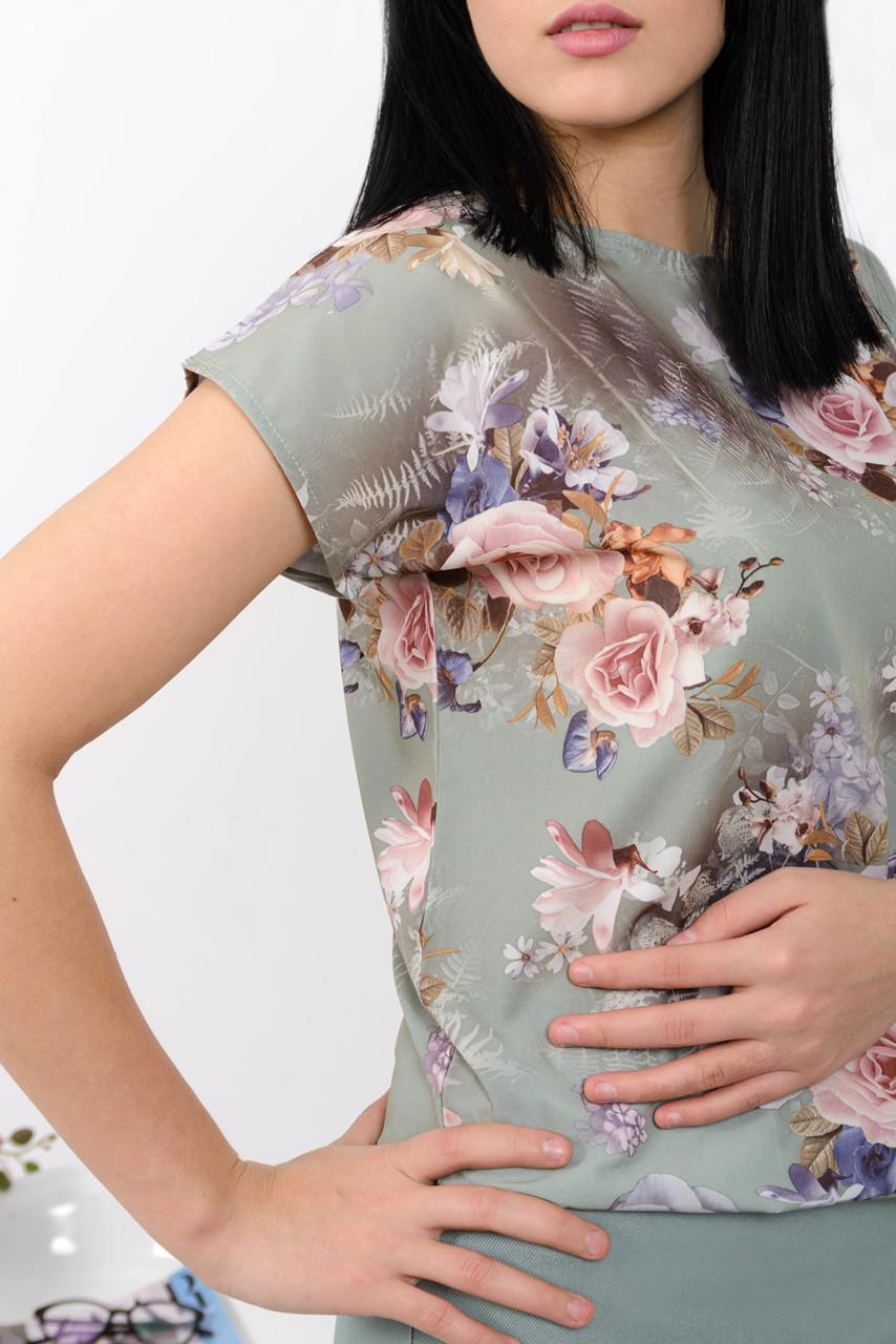 Блузка женская со шнурком Розы 151 3XL Green - фото 6