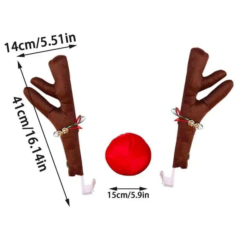 Новорічні роги оленя Рудольфа на автомобіль 41x14 см Коричневий (NYRB01) - фото 2