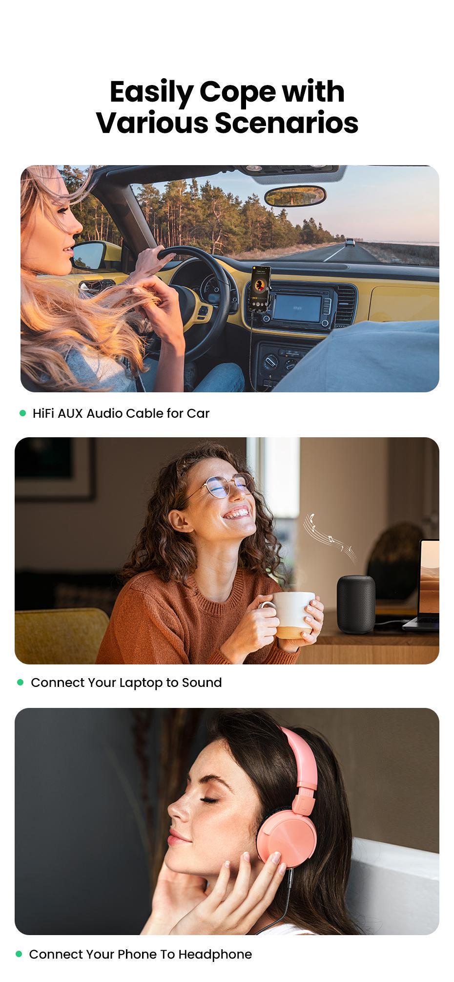 Кабель AUX Ugreen 3.5 мм 2 м Синій (10687) - фото 2