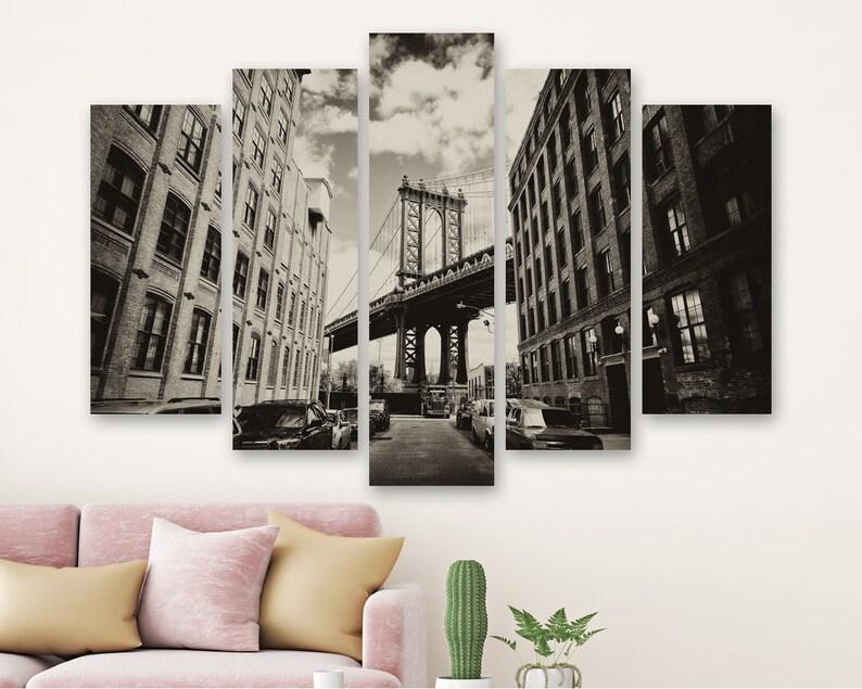 Модульная картина на холсте из пяти частей KIL Art Фрагмент Бруклинского моста 112x68 см (M51_M_270)
