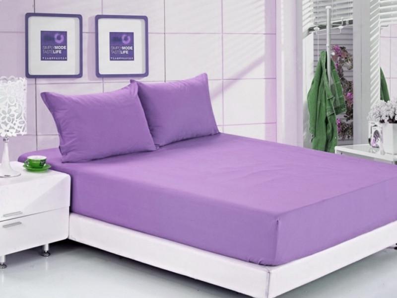 Простынь на резинке с наволочками Лелека ранфорс 160х200+25 см Сиреневый (2000024610)