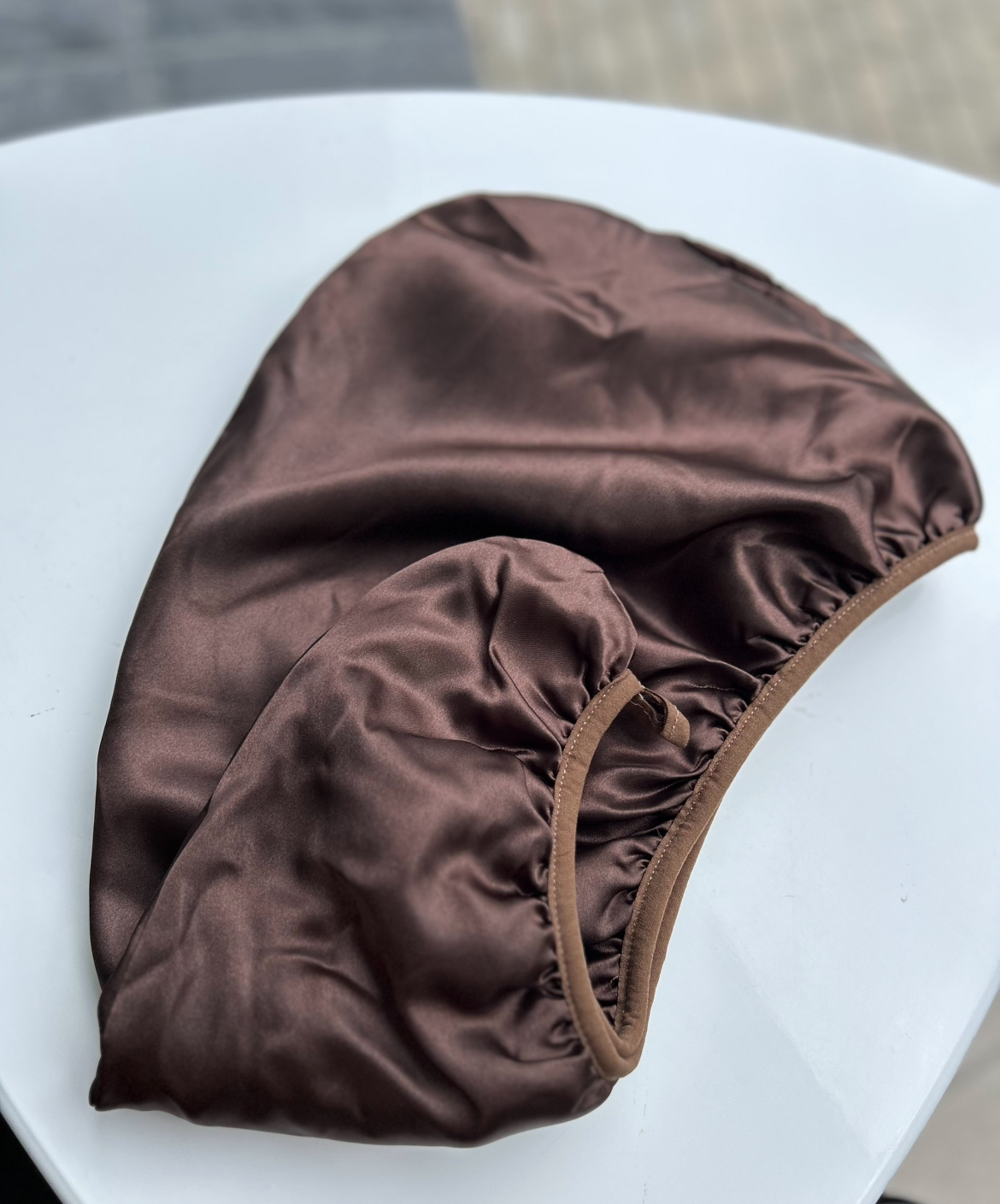 Полотенце-тюрбан двухсторонний для сушки волос Шоколадный (Т000576)