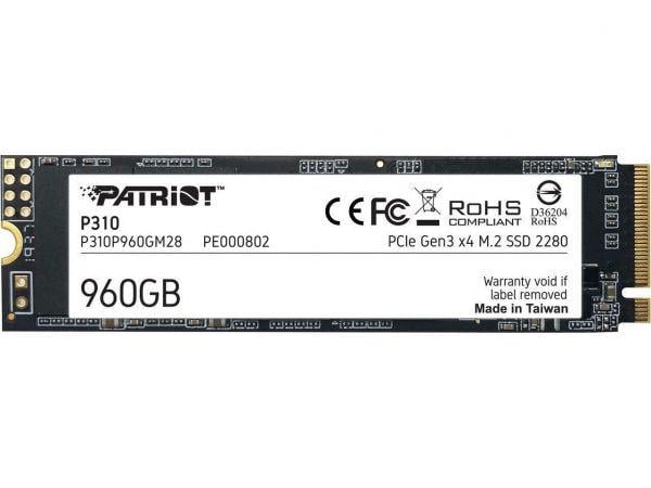SSD-накопитель Patriot P310 960Gb M.2 PCI-E 4x 3D TLC (P310P960GM28)
