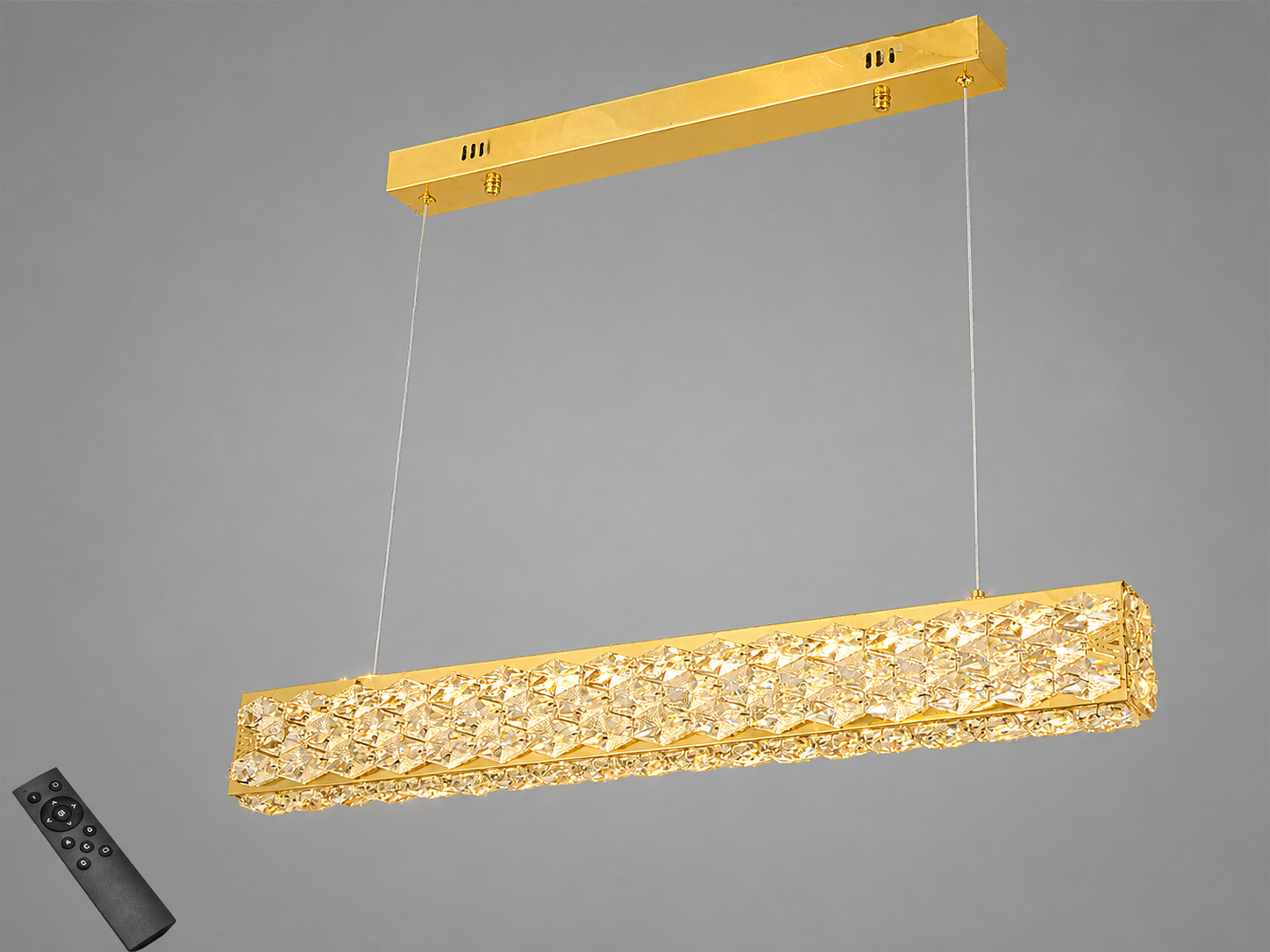 Люстра-подвес Led хрустальная/пульт 68 Вт Золотой (7891/800S-gold)