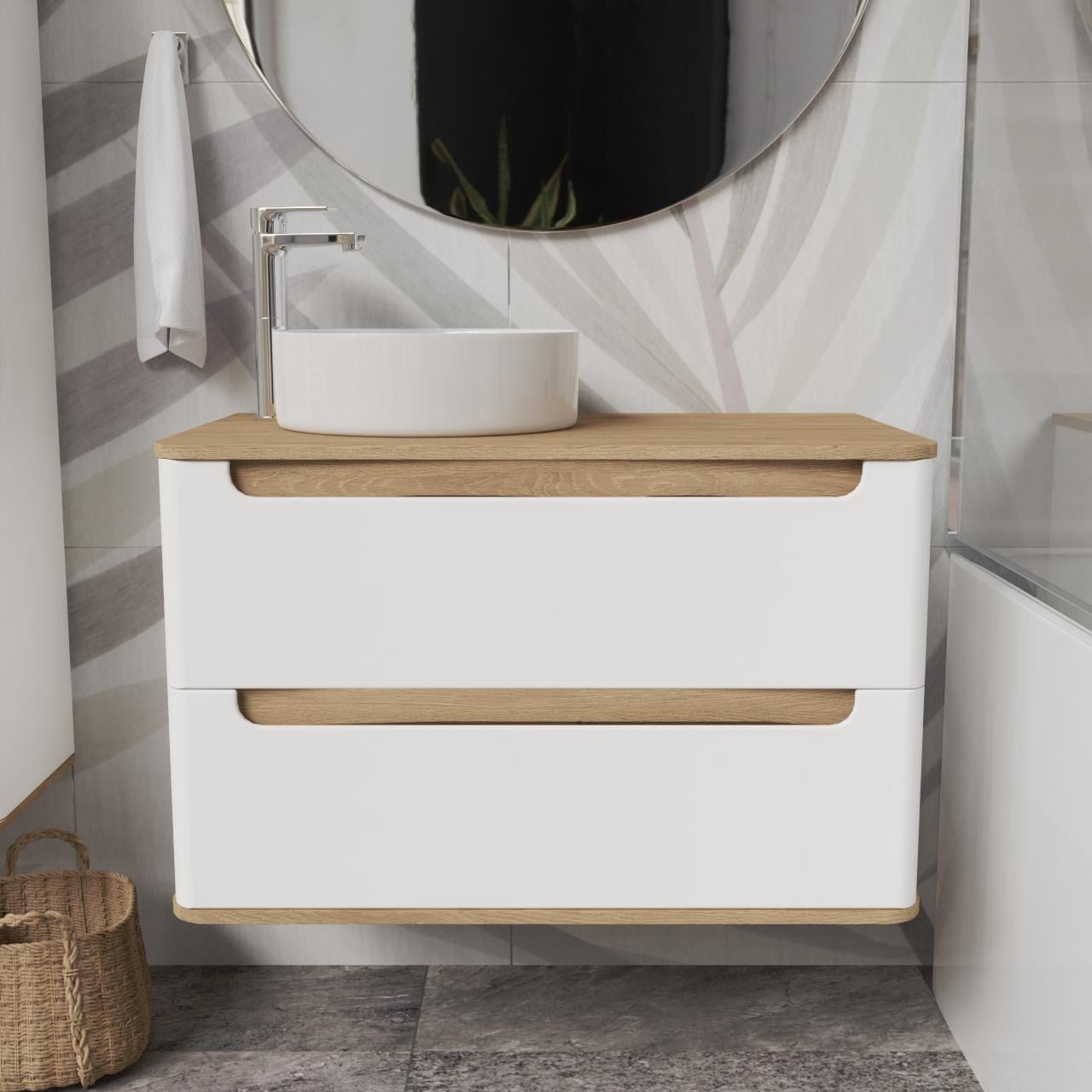 Тумба під раковину зі стільницею без вирізу MVK Vostok Terra 80 В2 емаль 80х45х50 см Білий матовий (tr280wh)