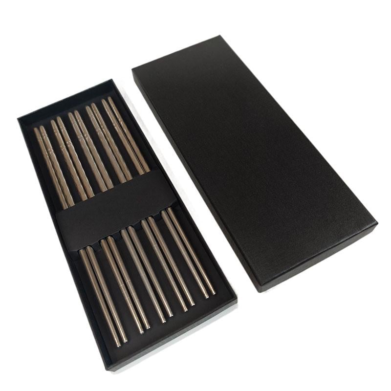 Палки металлические японские для еды из нержавеющей стали 5 пар в подарочной коробке (R9145 5 пар 9474)