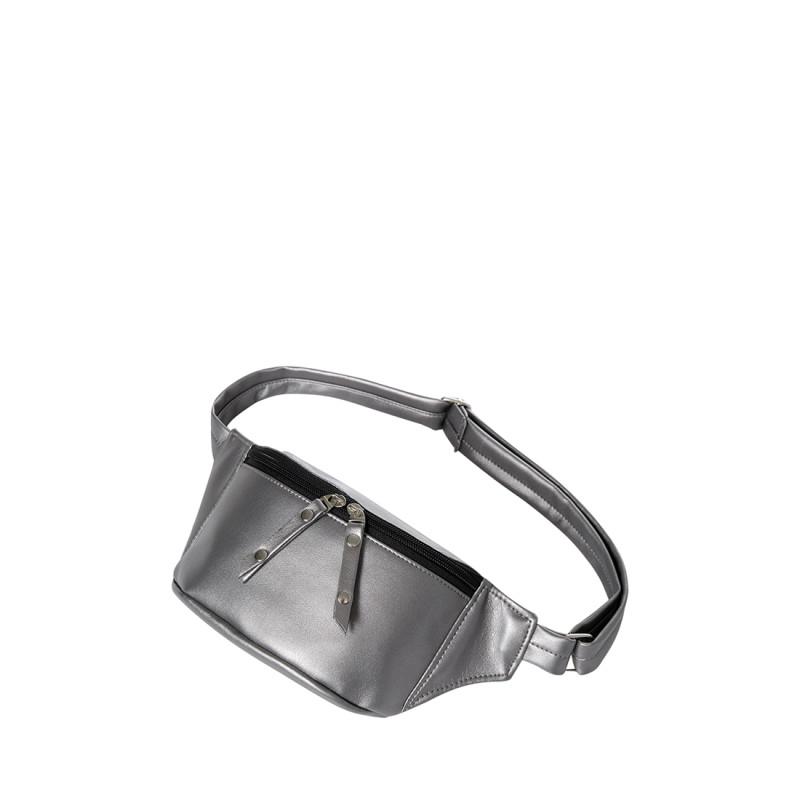 Сумка бананка на пояс Tirso MTO с ремнем из PU кожи 31x12x5 см Металлик