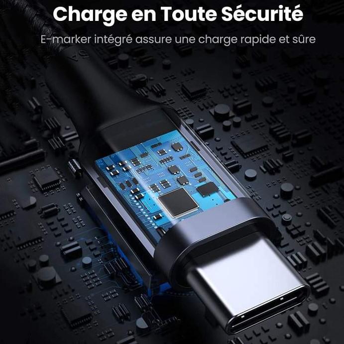 Кабель кутовий UGREEN US334 100W 5A QC4.0 PD Type-C to Type-C Angled Braided Cable 2 м Чорний (70645) - фото 7 Кабель кутовий UGREEN US334 100W 5A QC4.0 PD Type-C to Type-C Angled Braided Cable 2 м Чорний (70645) - фото 7