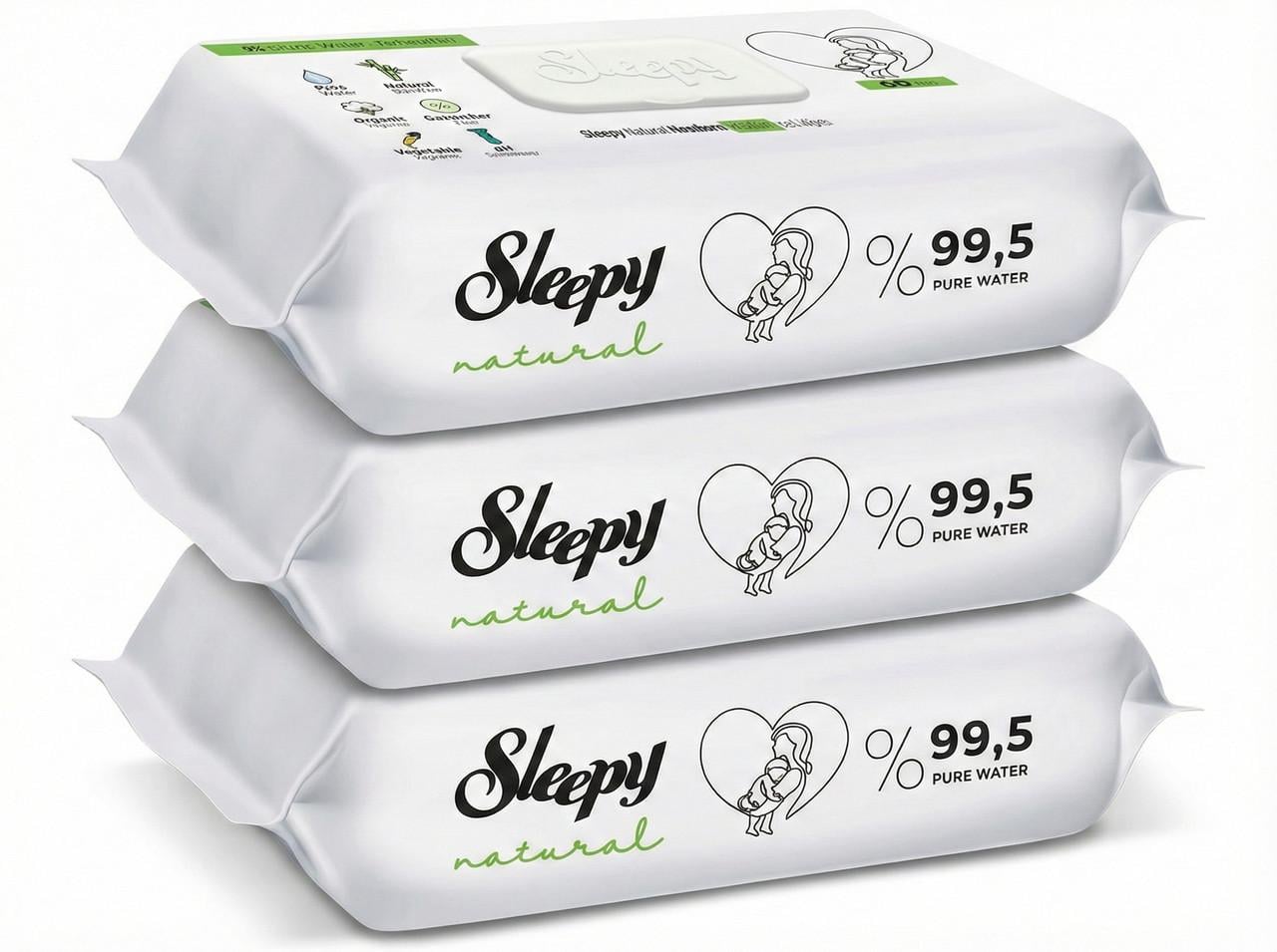 Влажные салфетки для детей Sleepy Naturаl Baby уход за чувствительной кожей малыша 60 шт./3 упаковки (000007077)