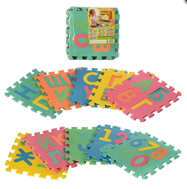 Килимок мозаїка пазл цифри та абетка Різнокольоровий (M 2736) Килимок мозаїка пазл цифри та абетка Різнокольоровий (M 2736)