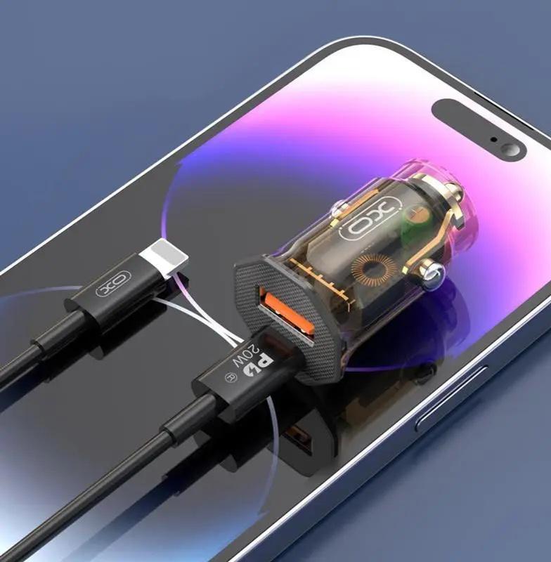 Автомобільний зарядний пристрій XO CC50 QC24W+PD30W Brown - фото 3