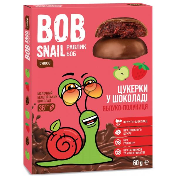 Цукерки у молочному шоколаді Bob Snail Яблучно-полуничні 60 г