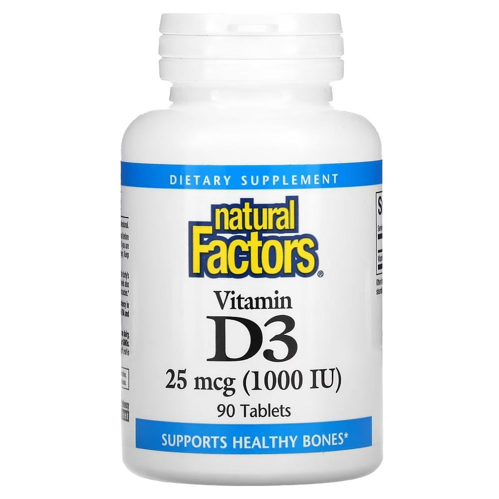 Витамин D Natural Factors Vitamin D3 1000 IU 25 mcg 90 Tabs - фото 1