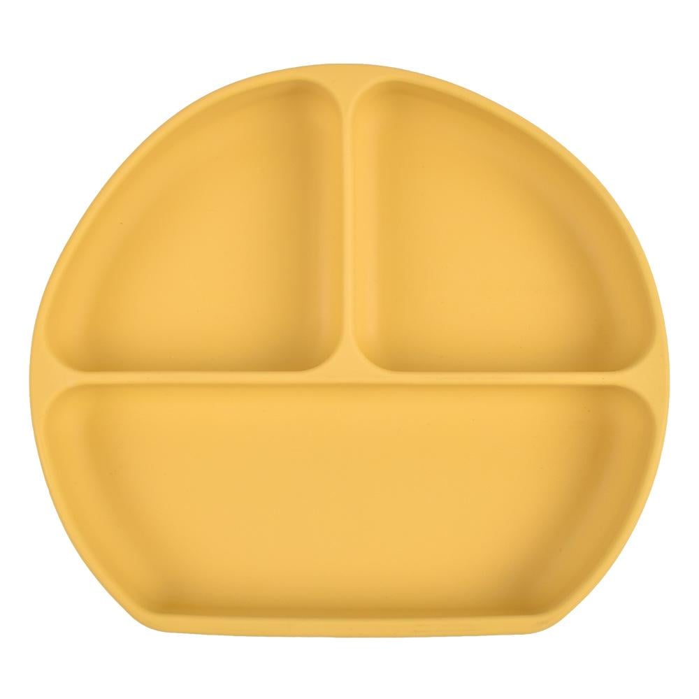 Тарелка силиконовая секционная на присоске с приборами Тёмно-желтый - фото 2