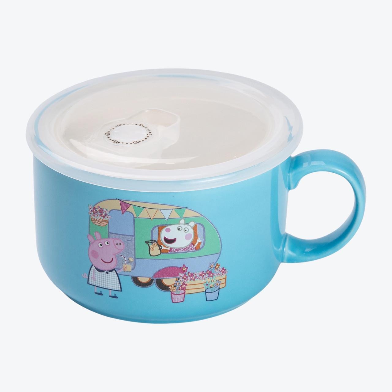 Чашка Peppa Pig для бульйону/локшини/супу керамічна герметична з кришкою 770 мл Синій (HP-15-12) - фото 1 Чашка Peppa Pig для бульйону/локшини/супу керамічна герметична з кришкою 770 мл Синій (HP-15-12) - фото 1