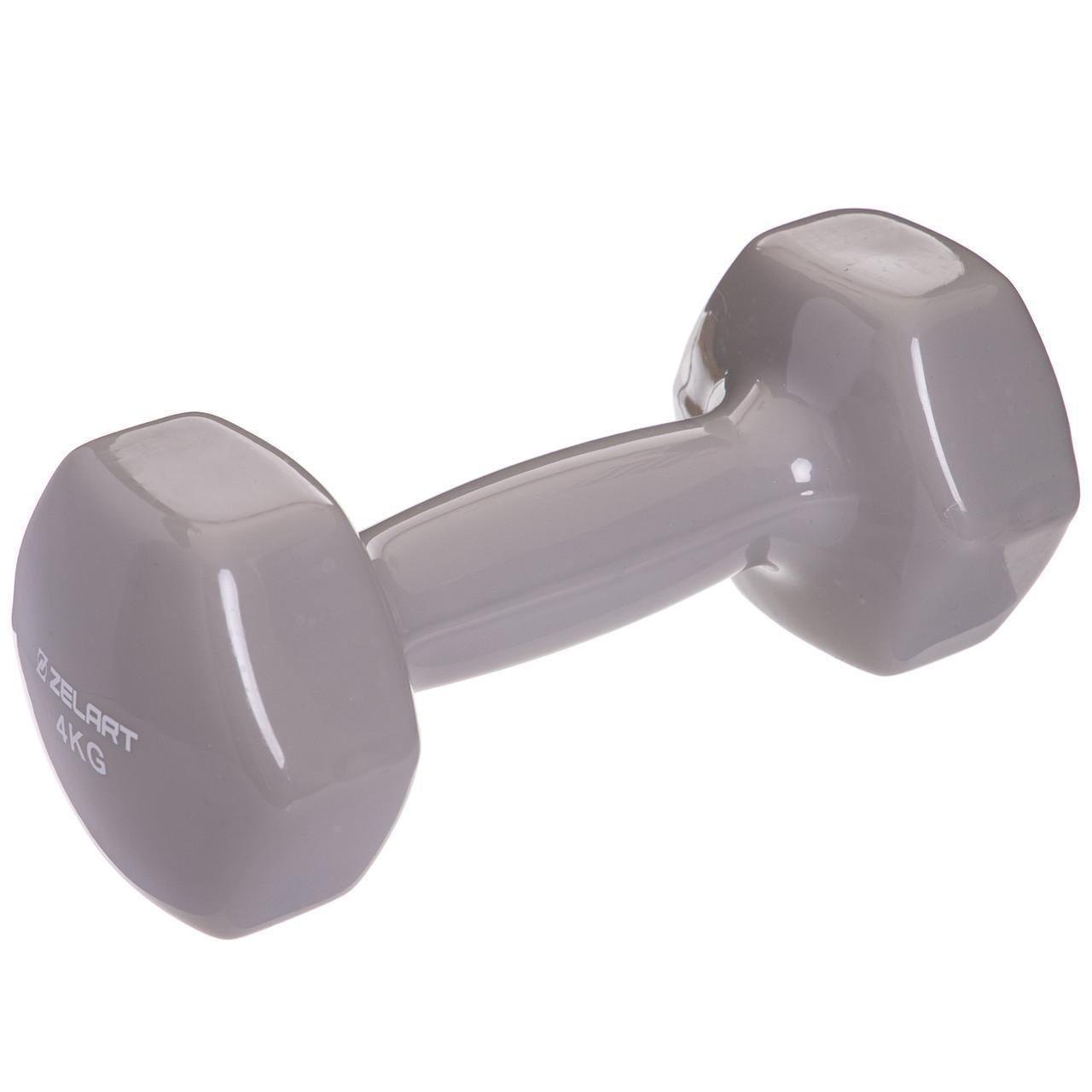 Гантели для фитнеса с виниловым покрытием Zelart TA-2777-4 1 шт. 4 кг