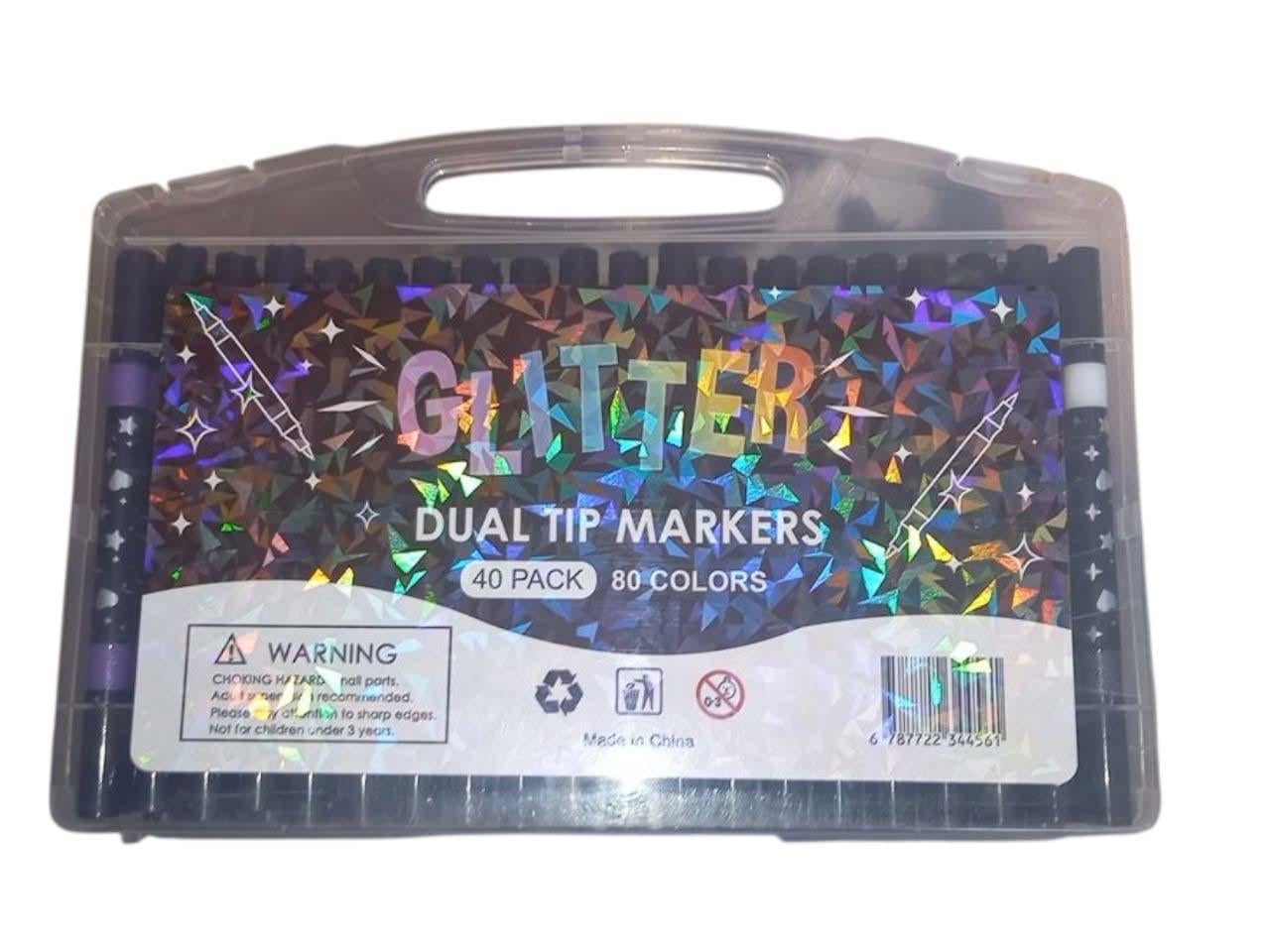 Набор маркеров с кистью glitter dual markers 40 шт. 80 цветов (37770797)