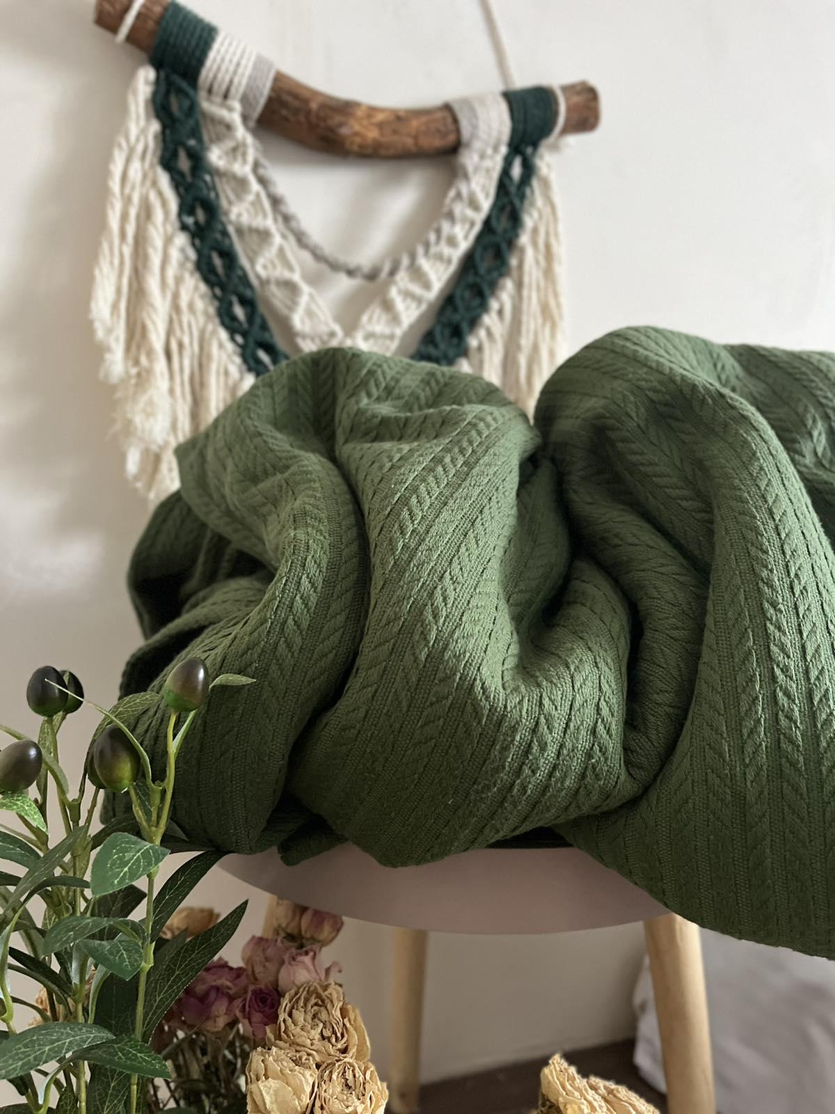 Покрывало хлопковое Косичка 180х220 см Зеленый (18094419)