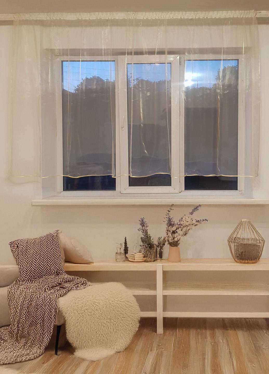 Тюль до подоконника Firanka нежный Фатин карниз 200 см Кремовый (36_2а)