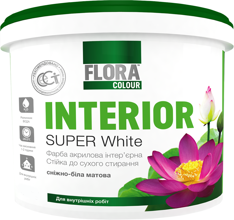Фарба інтер'єрна акрилова FLORA Сolour Super White INTERIOR 1,4 кг Білий (2662767414)