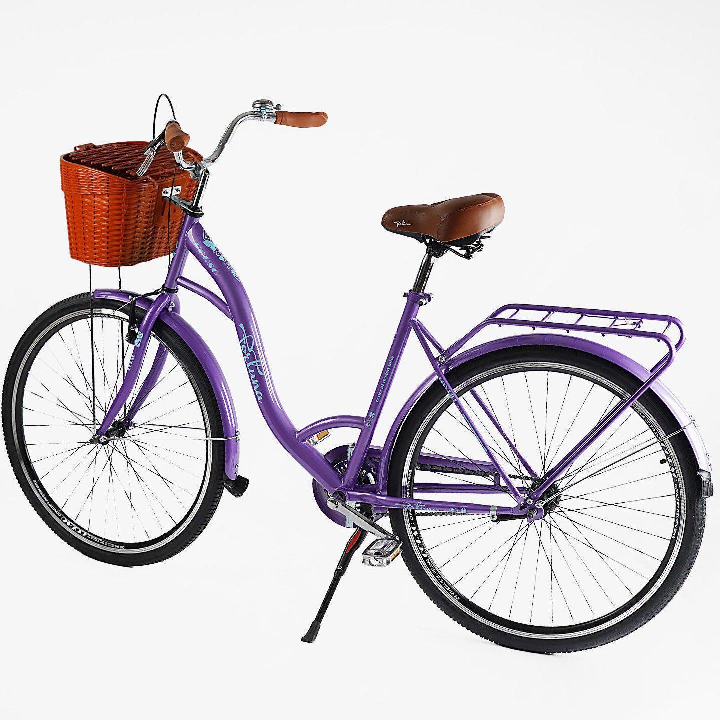 Велосипед городской Corso Fortuna с корзиной и багажником рама 20"/28" Сиреневый - фото 3 Велосипед городской Corso Fortuna с корзиной и багажником рама 20"/28" Сиреневый - фото 3