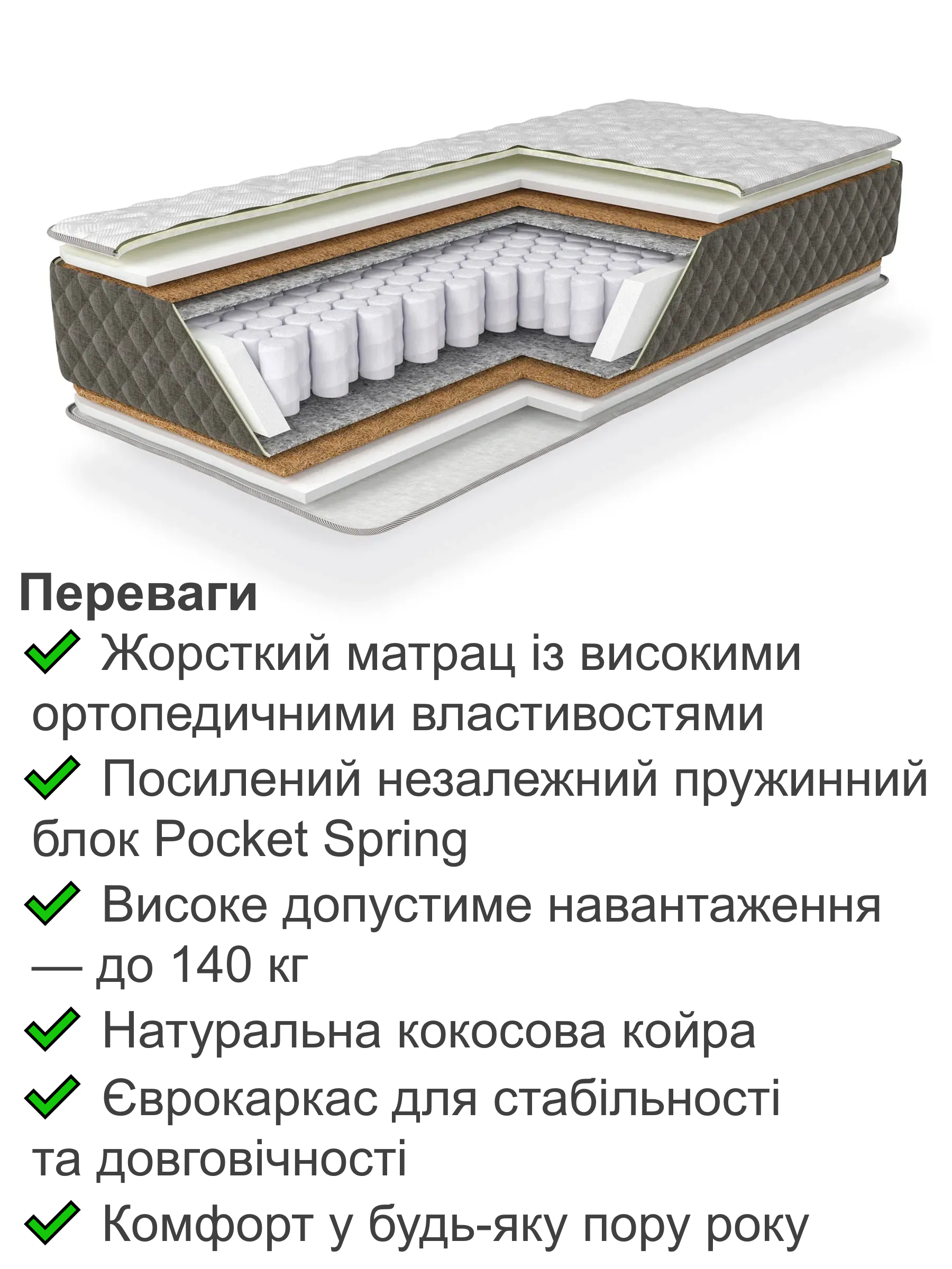 Матрас ортопедический Сонель на независимых пружинах 1600х2000 см (25447307) - фото 3 Матрас ортопедический Сонель на независимых пружинах 1600х2000 см (25447307) - фото 3