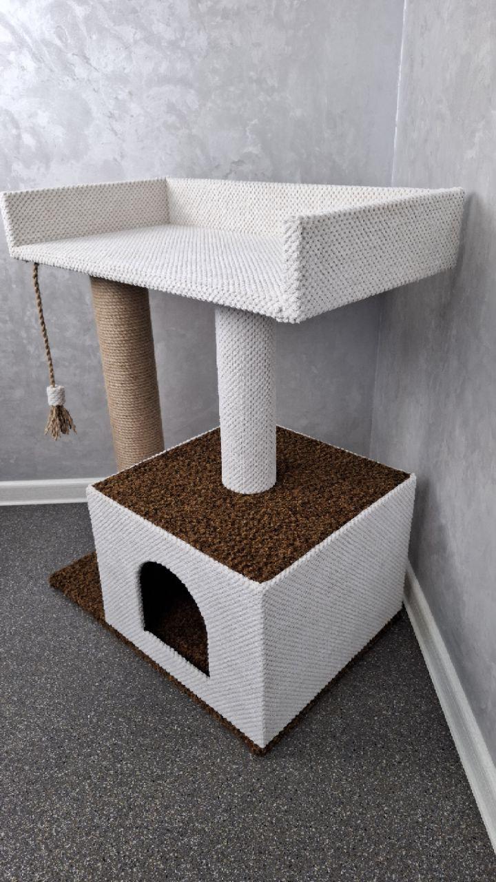 Когтеточка для кошек всех пород с большим домом лежаком - фото 3 Когтеточка для кошек всех пород с большим домом лежаком - фото 3