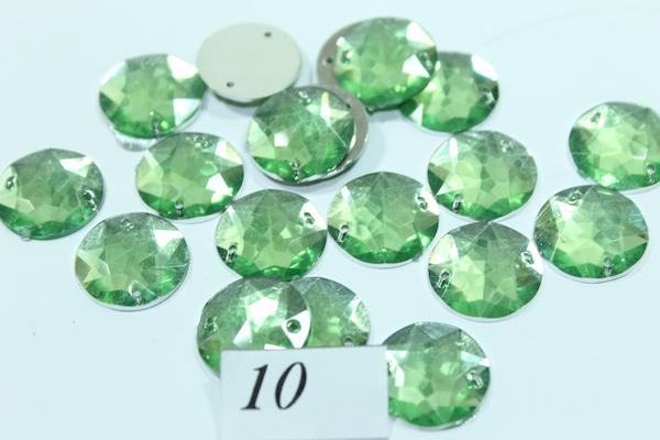 Камни пришивные Кружок большой 18 мм 20 шт. Салатовый