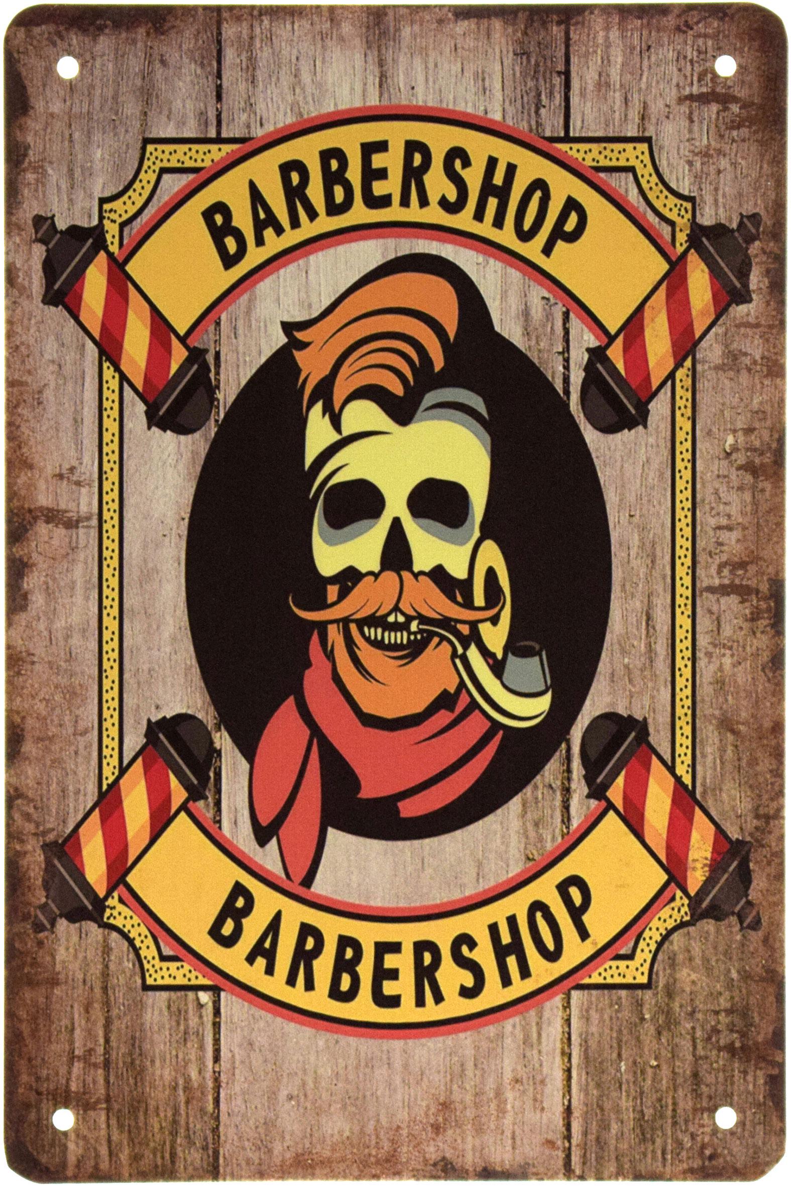 Табличка металлическая Барбершоп Рыжий Череп/Barber Shop 20x30 см