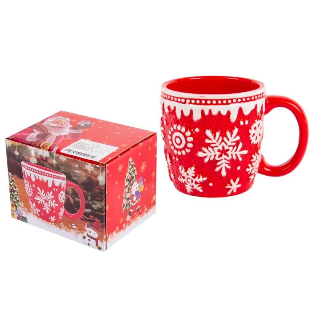 Кружка керамічна Lefard Snowflake 350 мл Червоний (6331) - фото 1