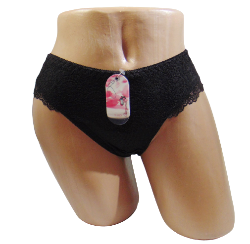 Женские трусики в рубчик Baoyandi 2103 с кружевом 3XL Черный (1799512023)