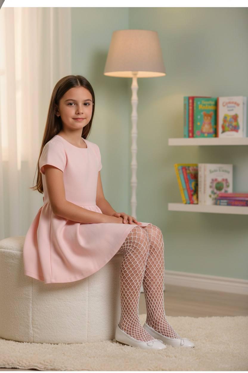 Колготы капроновые для девочки Day Mod крупная сетка 11-12 лет 145-156 см Белый (2123010)