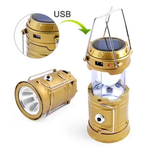 Фонарь кемпинговый UKC SH-5800 светодиодный на аккумуляторе/солнечной батарее Золотистый (12753964) - фото 2