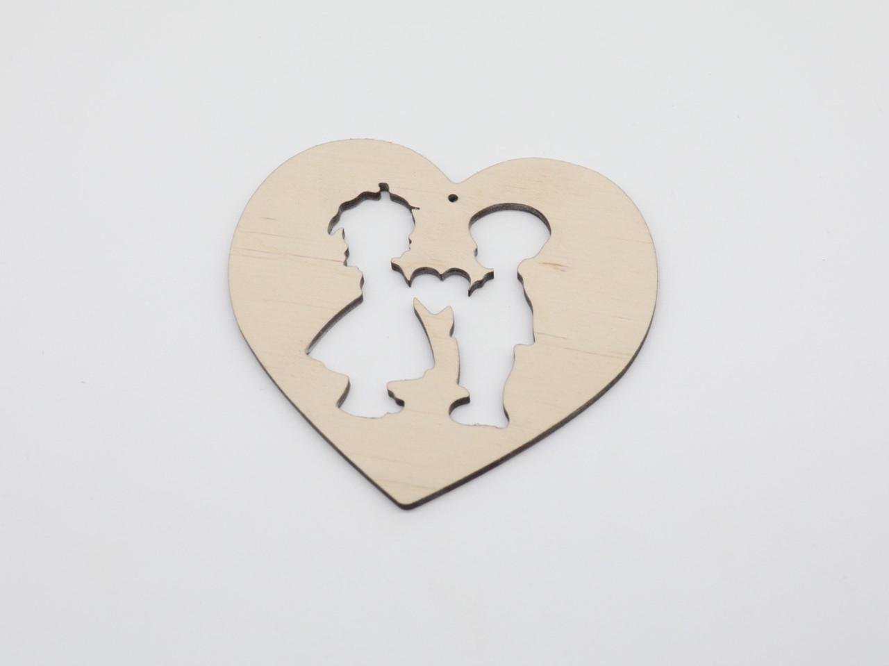 Заготівка із фанери Серце закохана парочка 100х95 мм 1 шт. (639600906)