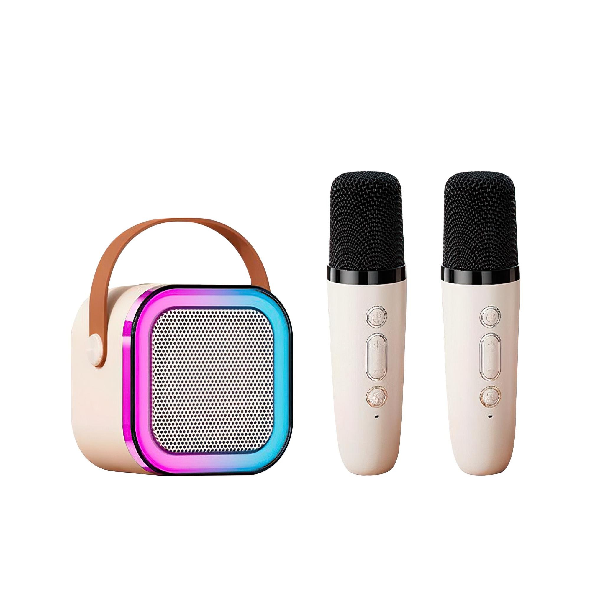 Детское караоке с 2-мя микрофонами K12 Bluetooth колонка с RGB подсветкой Бежевый (509) Детское караоке с 2-мя микрофонами K12 Bluetooth колонка с RGB подсветкой Бежевый (509)
