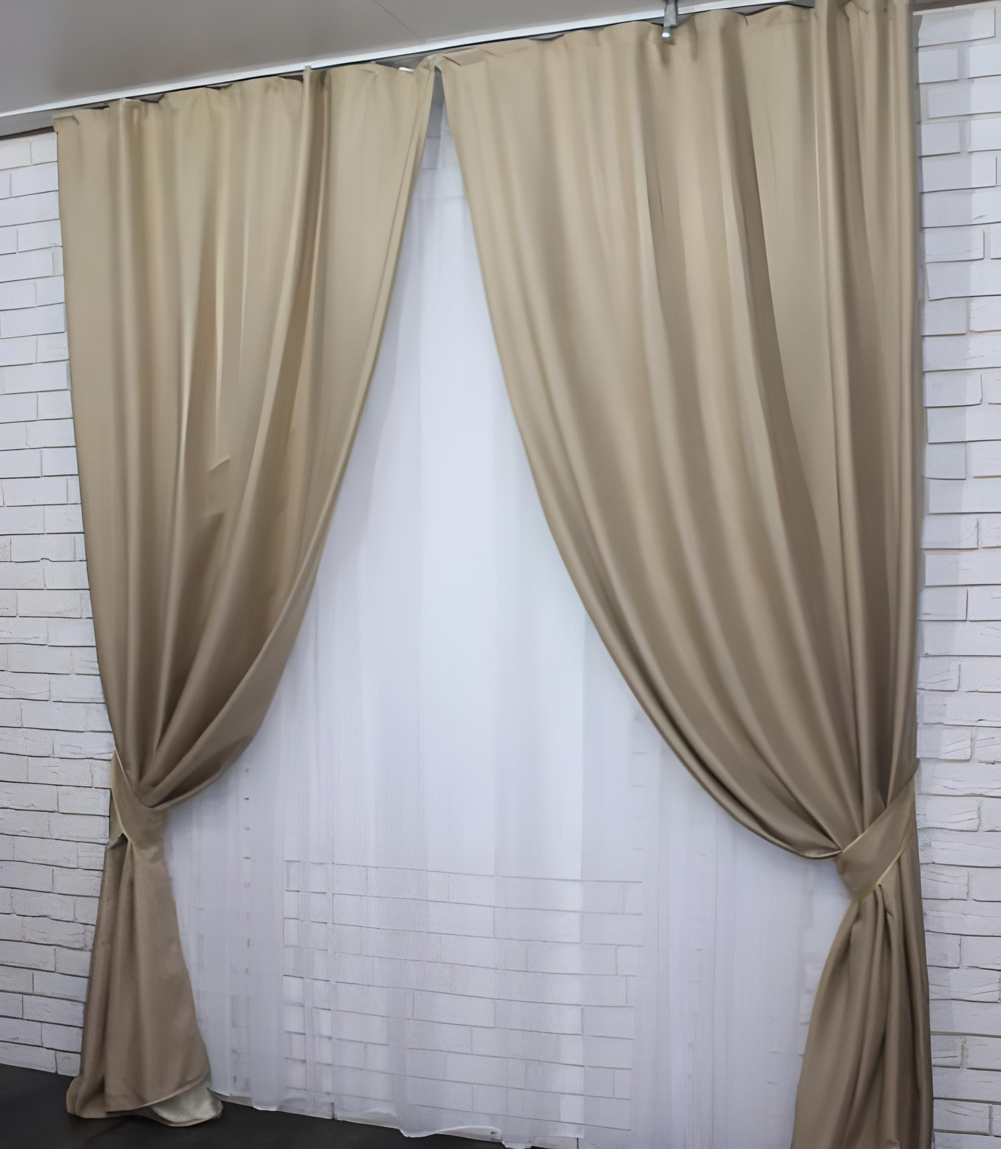 Комплект штор Лен Мешковина блекаут 1,5х2,7 м 2 шт. Бежевый (292ш)