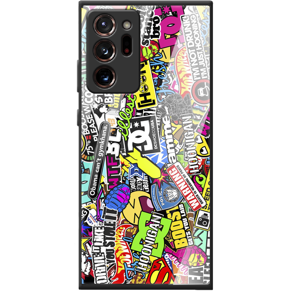 Чехол Boxface Samsung N985 Galaxy Note 20 Ultra Multicolored Inscriptions Черный силикон со стеклом (40573-up880-41111)