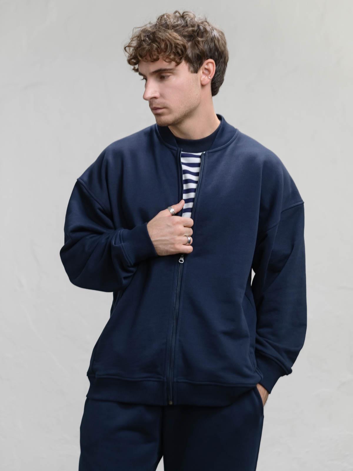 Бомбер мужской свободный FROMUS S/M Синий (1126-5) - фото 2 Бомбер мужской свободный FROMUS S/M Синий (1126-5) - фото 2