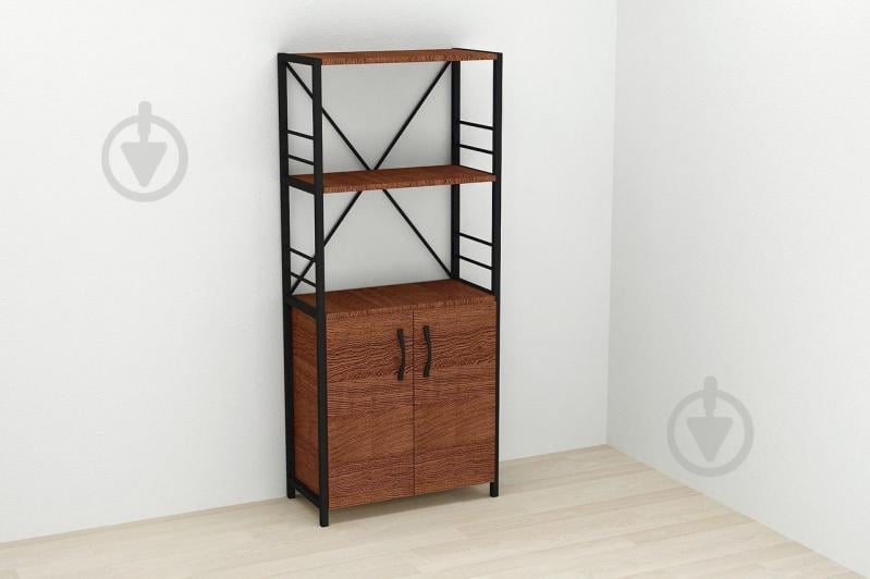 Этажерка 3/60 Ferrum-decor Серии Конект с тумбой  144x60x28 Черный ДСП Венге (FD1023)