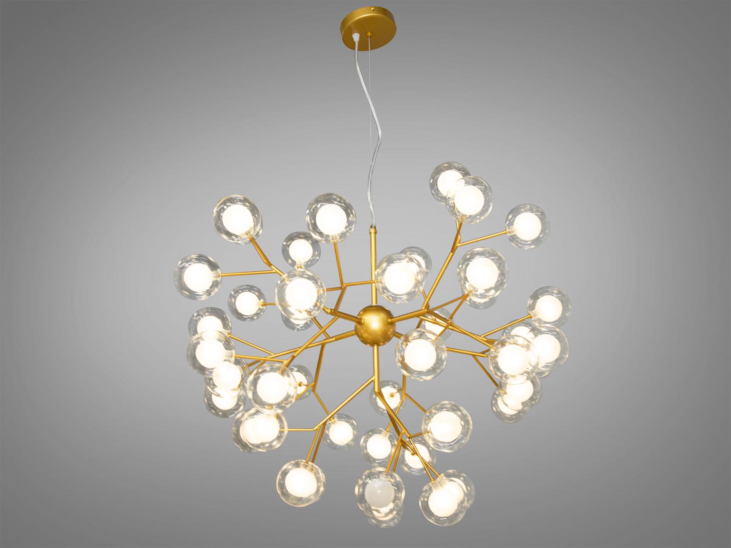 Люстра подвесная Светлячок 45 ламп Золотой сатин (887-45B GD) - фото 1 Люстра подвесная Светлячок 45 ламп Золотой сатин (887-45B GD) - фото 1