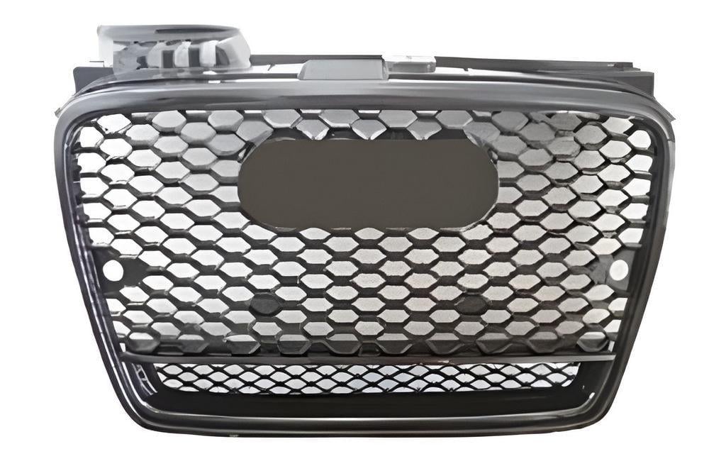 Передняя решетка RS-style V-2 с хромом GT Tuning для Audi A4 B7 2004-2008 ABS Черный